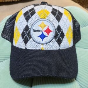 Steelers Argyle Knit Cap NFL REEBOK Corduroy Brim Adjustable Hat